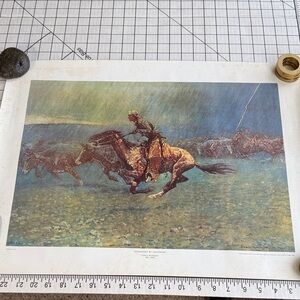 Frederic Remington Stampeded by Lightning Western Print Vintage Cowboy Horse Art